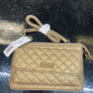 Vera Bradley Quilted Tan/ Gold Crossbody